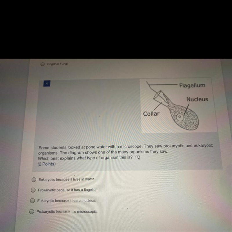 Some students looked at pond water with a microscope. They saw prokaryotic and eukaryotic-example-1