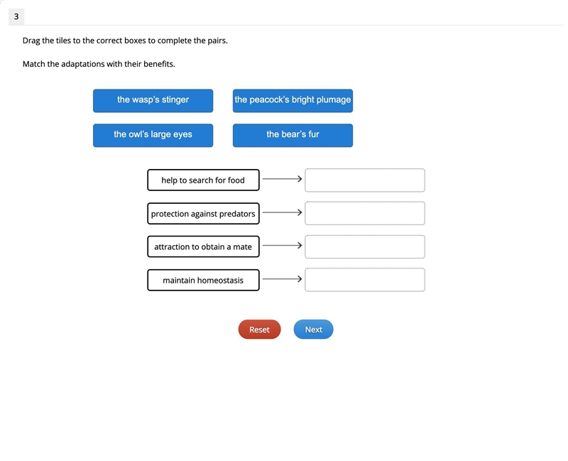 Please answer soon Match the adaptations with their benefits.-example-1