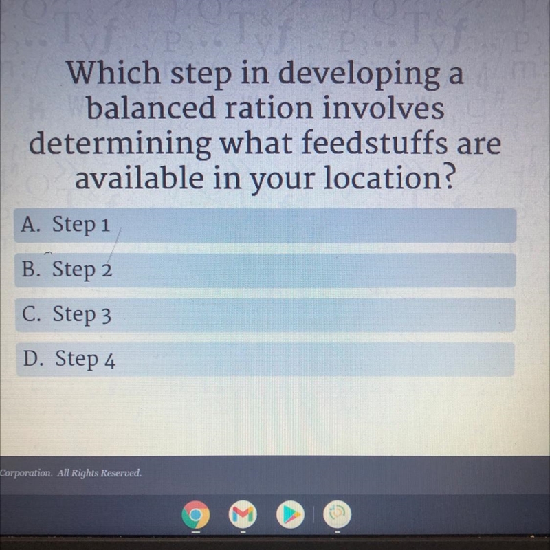 PLEASE HELP- Which step in developing a balanced ration involves determining what-example-1