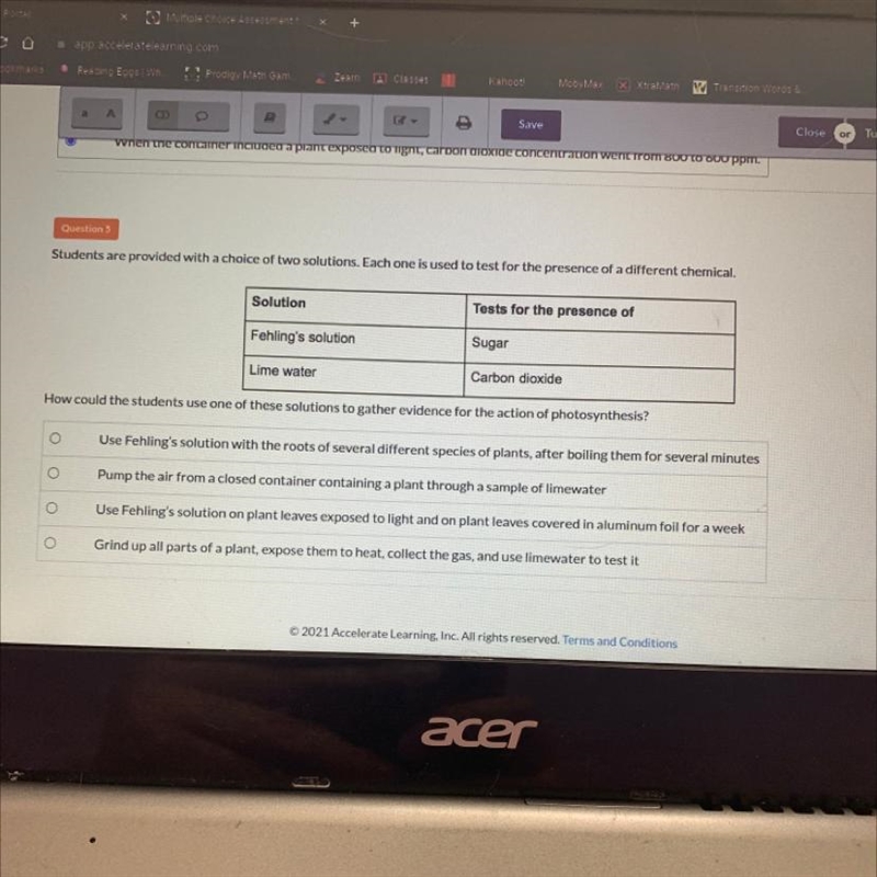 Students are provided with a choice of two solutions. Each one used to test for the-example-1