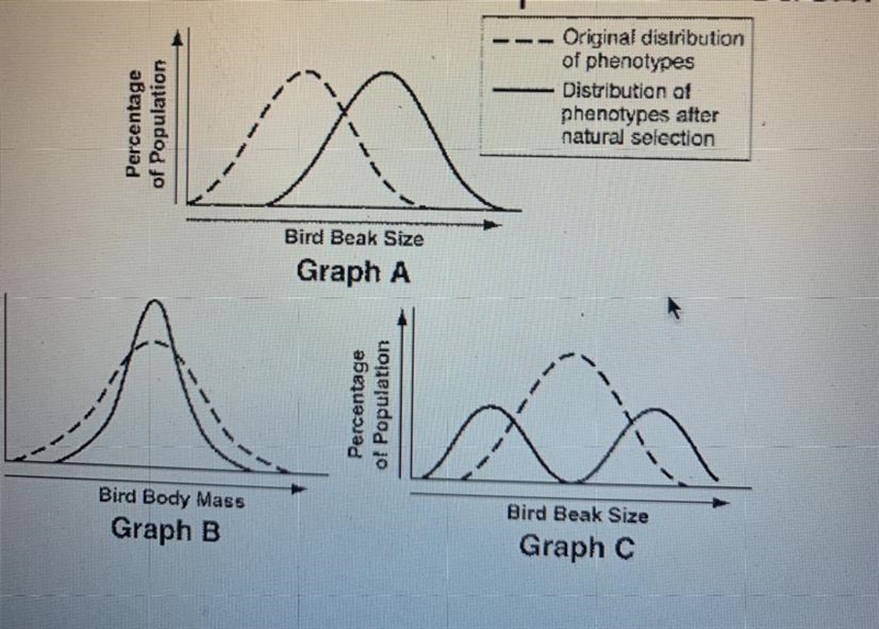 Identify the 3 types of natural selection indicates by each graph (please include-example-1