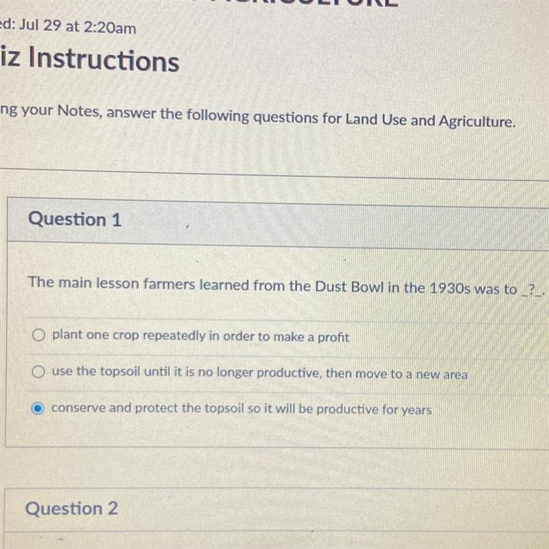 PLEASE HELP STUCK ON TEST QUESTION !!! The main lesson farmers learned from the Dust-example-1