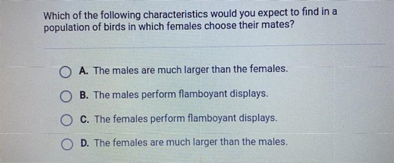 Which of the following characteristics would you expect to find in a population of-example-1