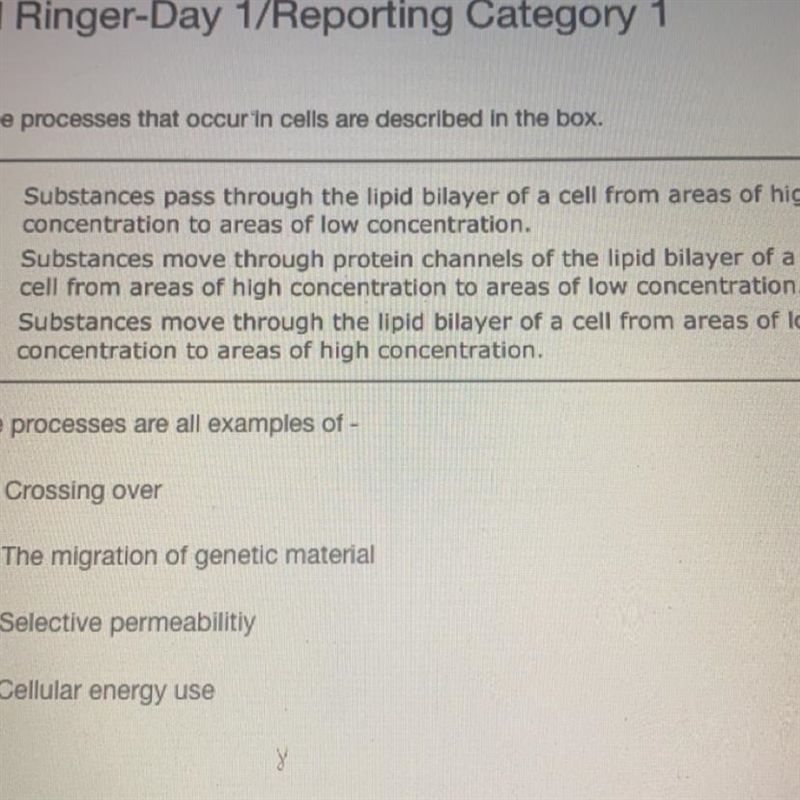 Three processes that occur in cells are described in the box. These processes are-example-1