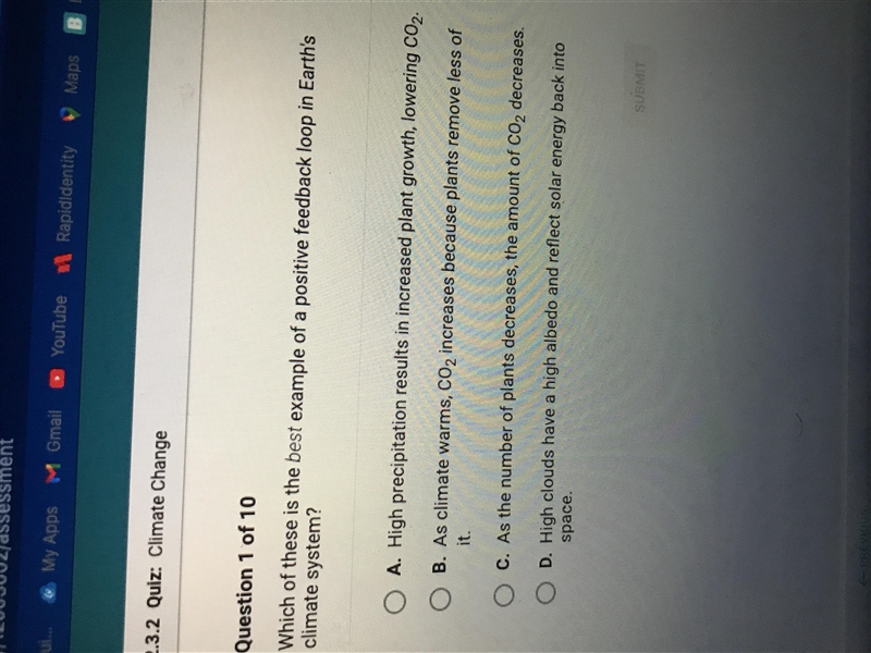 Which of these is the beat example of a positive feedback loop in earth’s climate-example-1