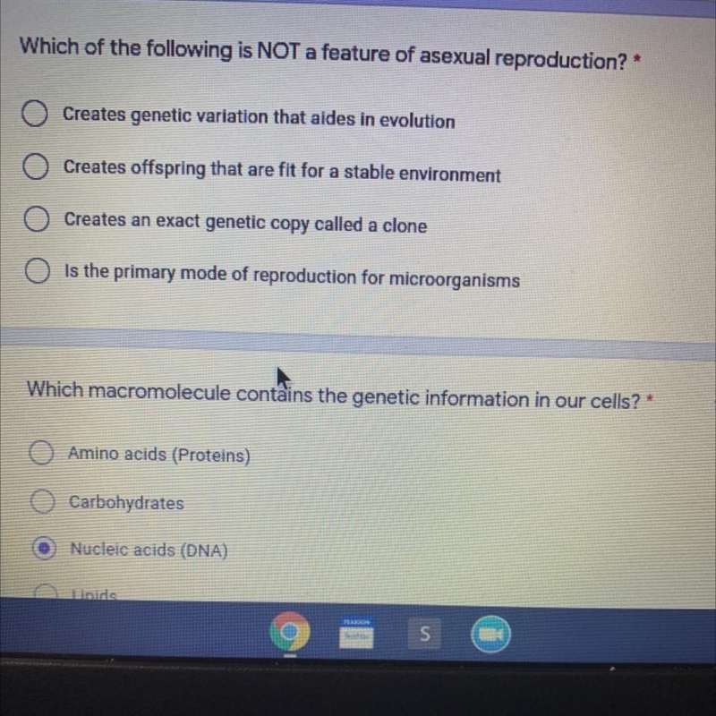 Which of the following is NOT a feature of asexual reproduction? *-example-1