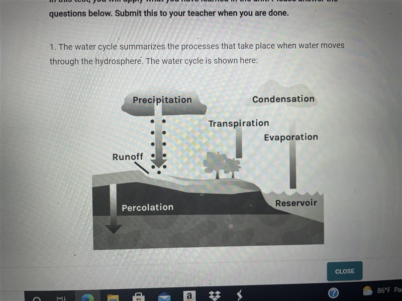 The water cycle summarizes the processes that take place when water moves through-example-2