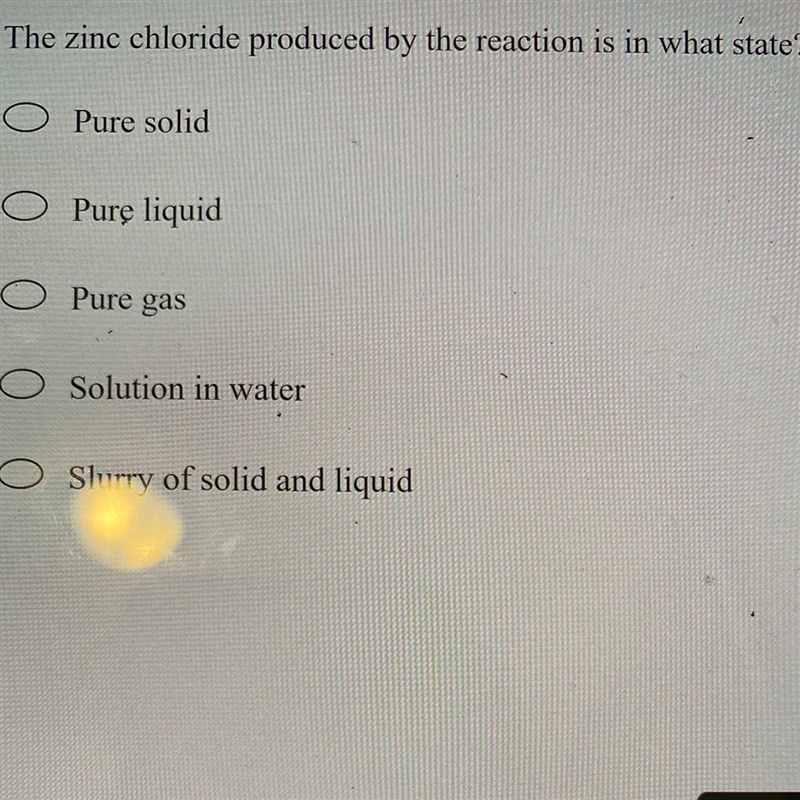 The zinc chloride produced by the reaction is in what state-example-1