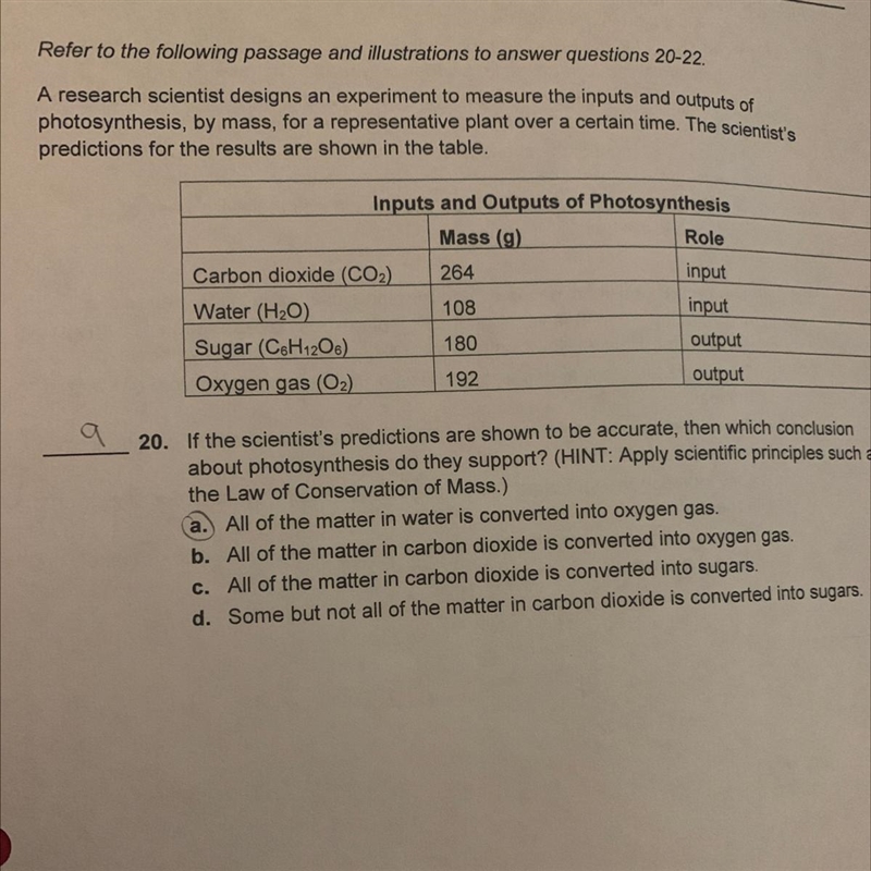 Date Class 21. What is the main role of carbon dioxide during the process of photosynthesis-example-1