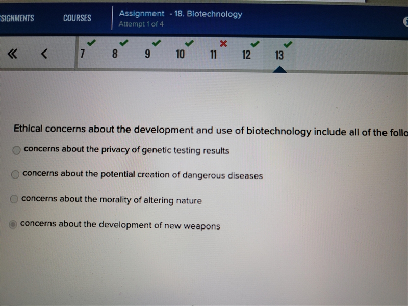 Ethical concerns about the development and use of biotechnology include all of the-example-1