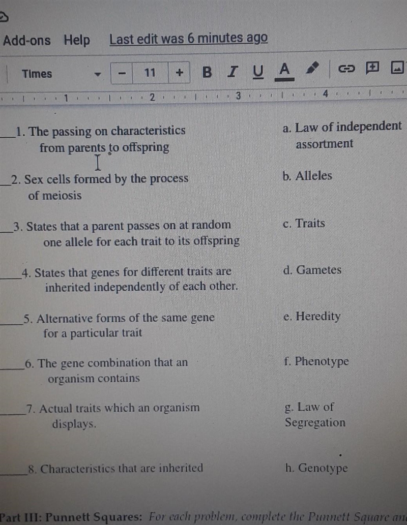 Choose the letter of best answer from 2nd column that matches the description in the-example-1