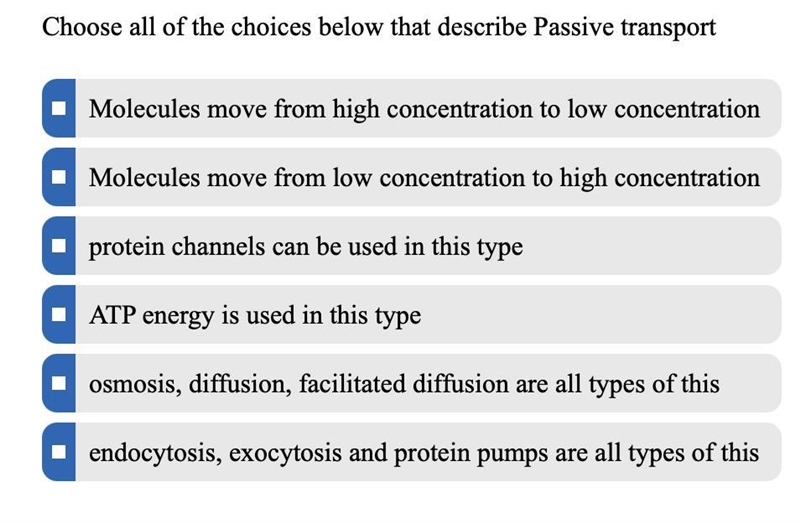 Choose all of the choices below that to describe Passive transport *Plz help*-example-1