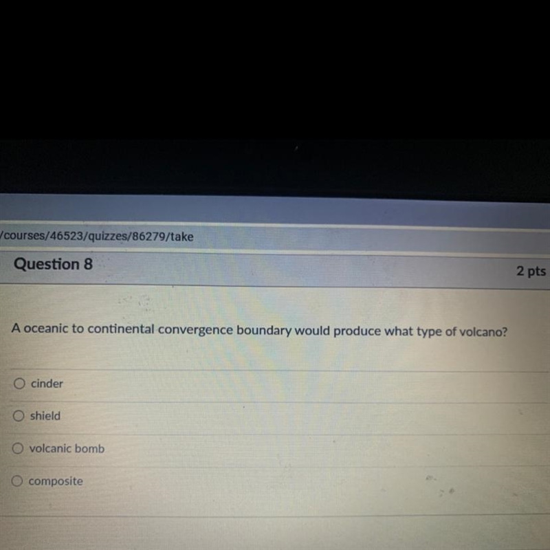 A oceanic to continental convergence boundary would produce what type of volcano?-example-1