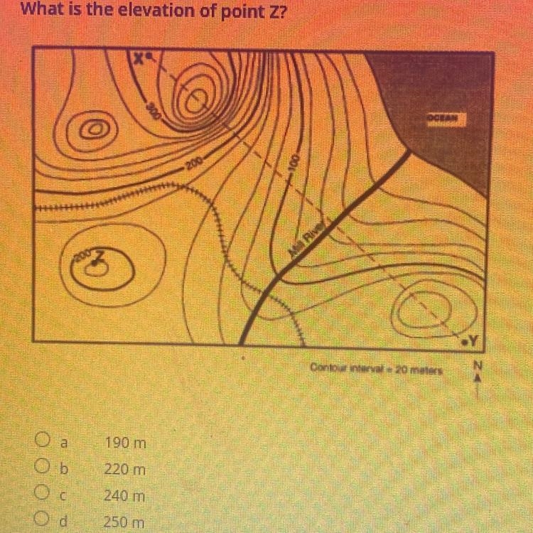 What is the elevation of point Z?-example-1