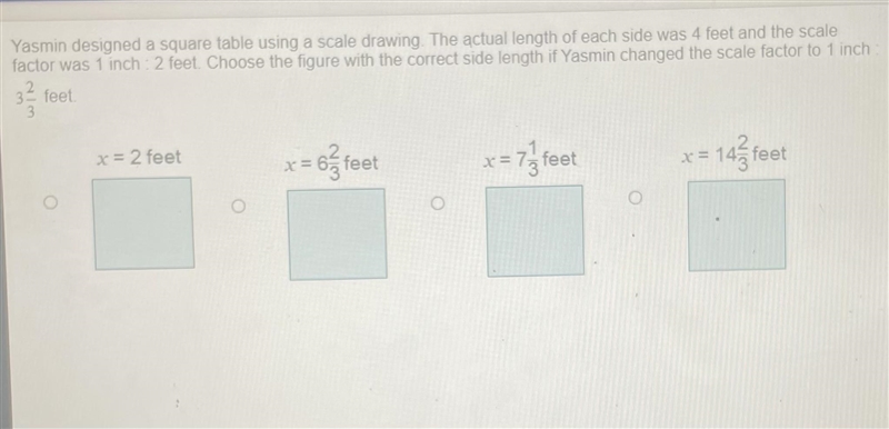 Yasmin designed a square table using a scale drawing-example-1