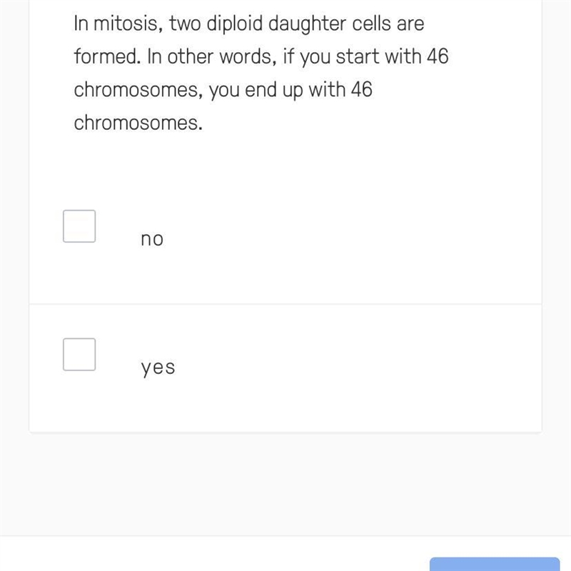 In mitosis, two diploid daughter cells are formed. In other words, if you start with-example-1