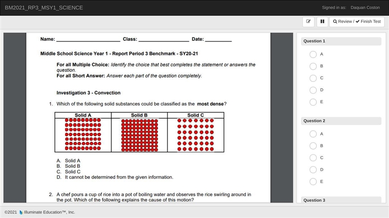 1. Which of the following solid substances could be classified as the most dense? A-example-1