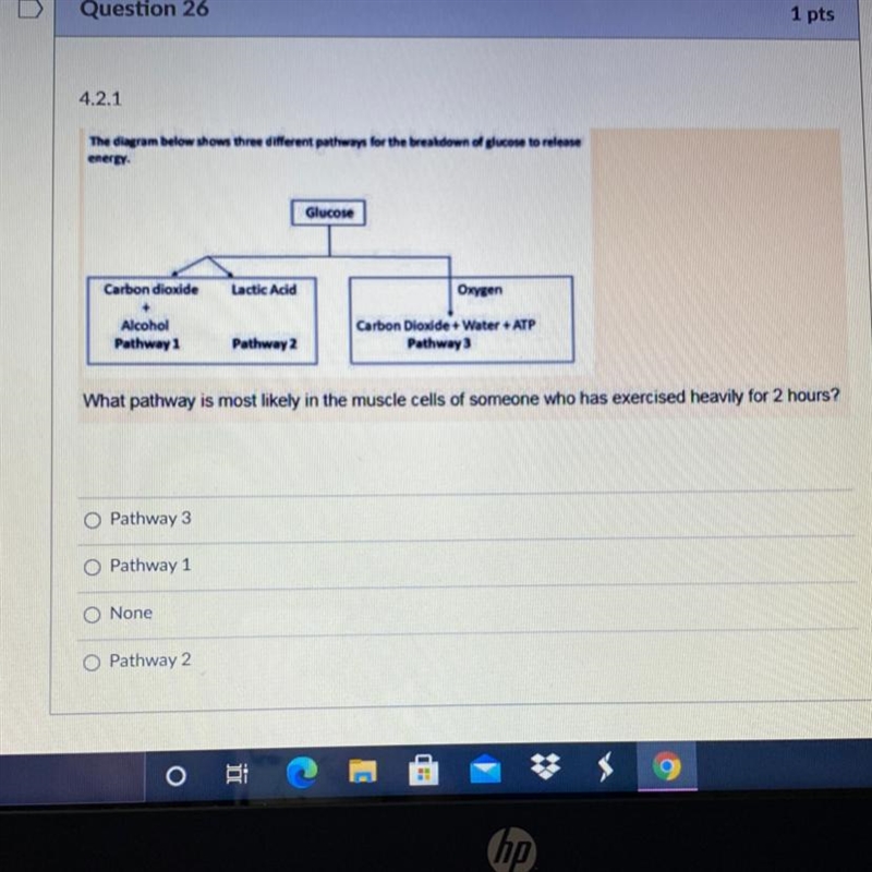 The diagram below shows three different pathway for the breakdown of glucose to release-example-1