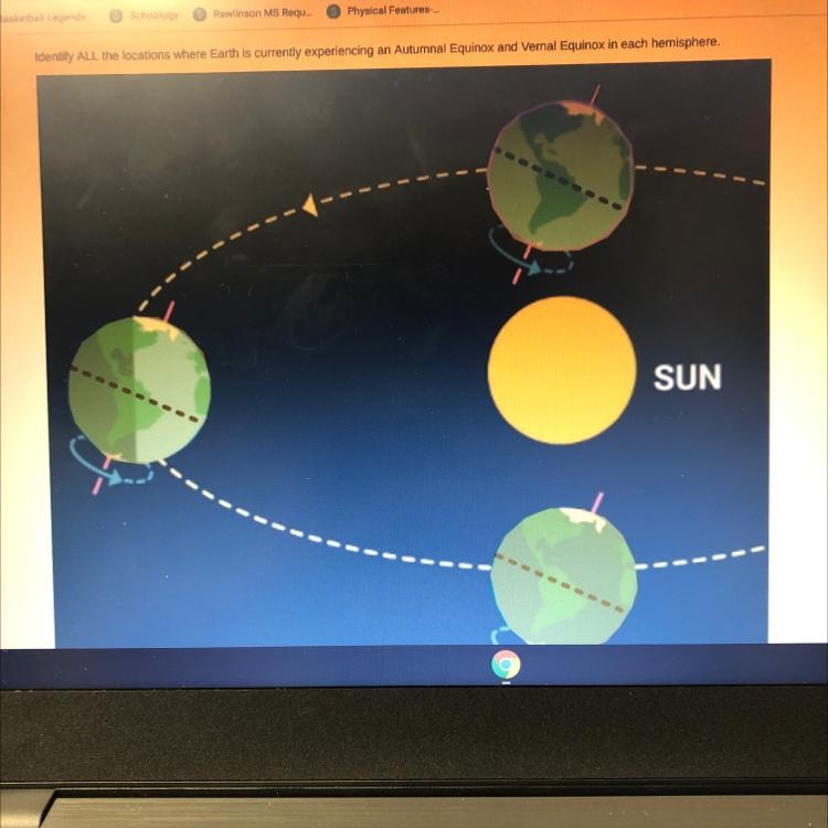 Identity All the locations where Earth is currently experiencing an Autumnal Equinox-example-1