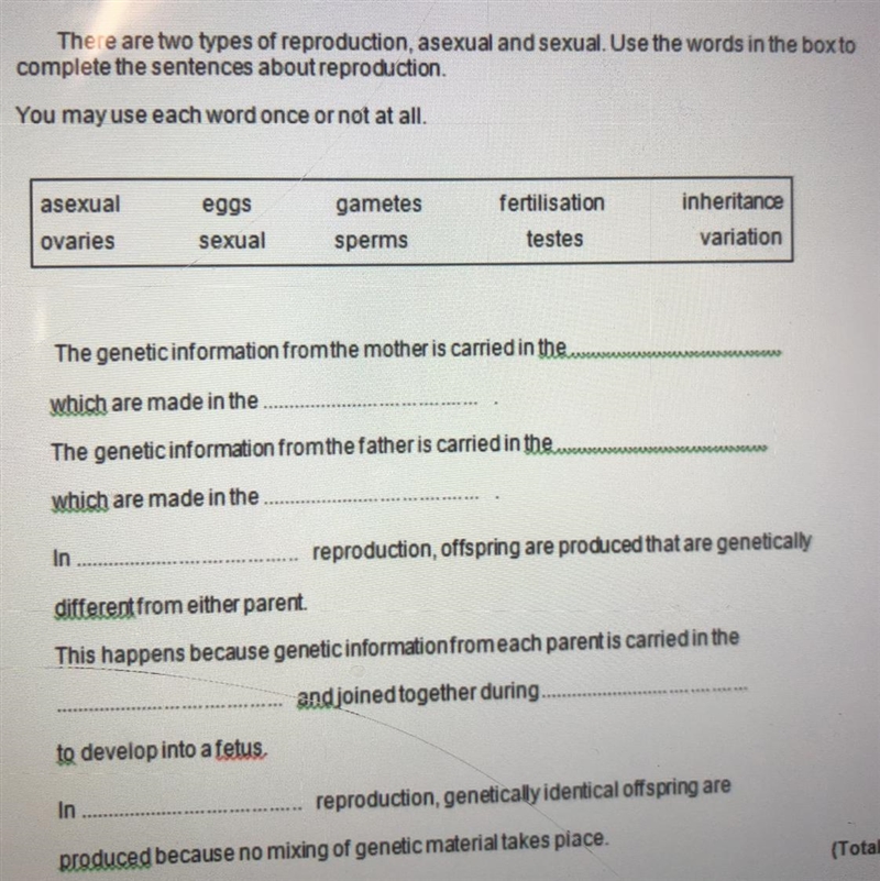 Asexual and sexual reproduction biology pleaseee help-example-1