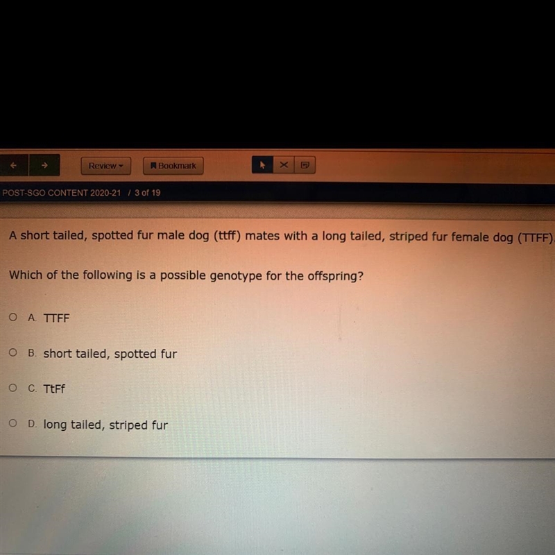 Which of the following is possible genotype for the offspring?-example-1