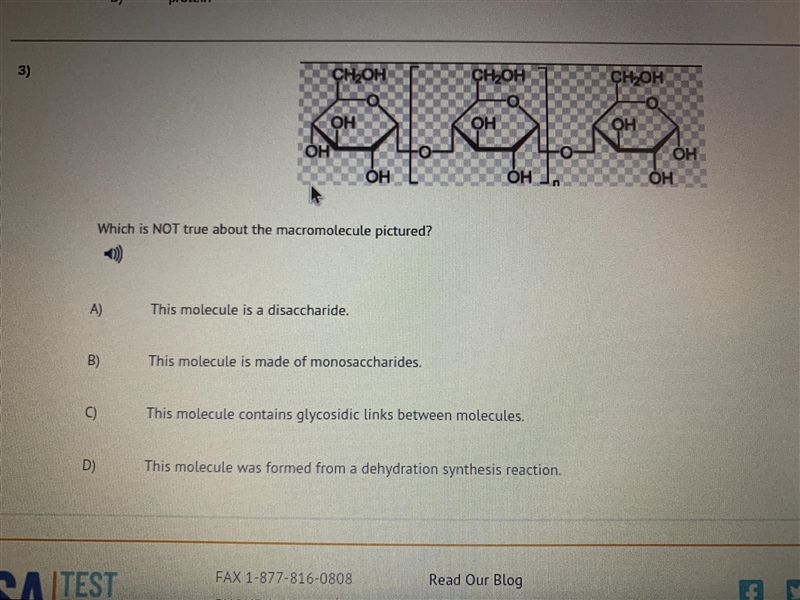 Which is NOT true about the macromolecule pictured? Pls help lol-example-1