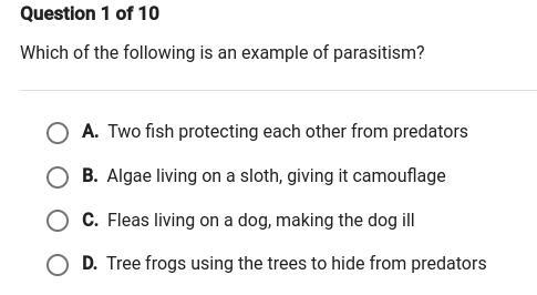 Which of the following is an example of parasitism.-example-1