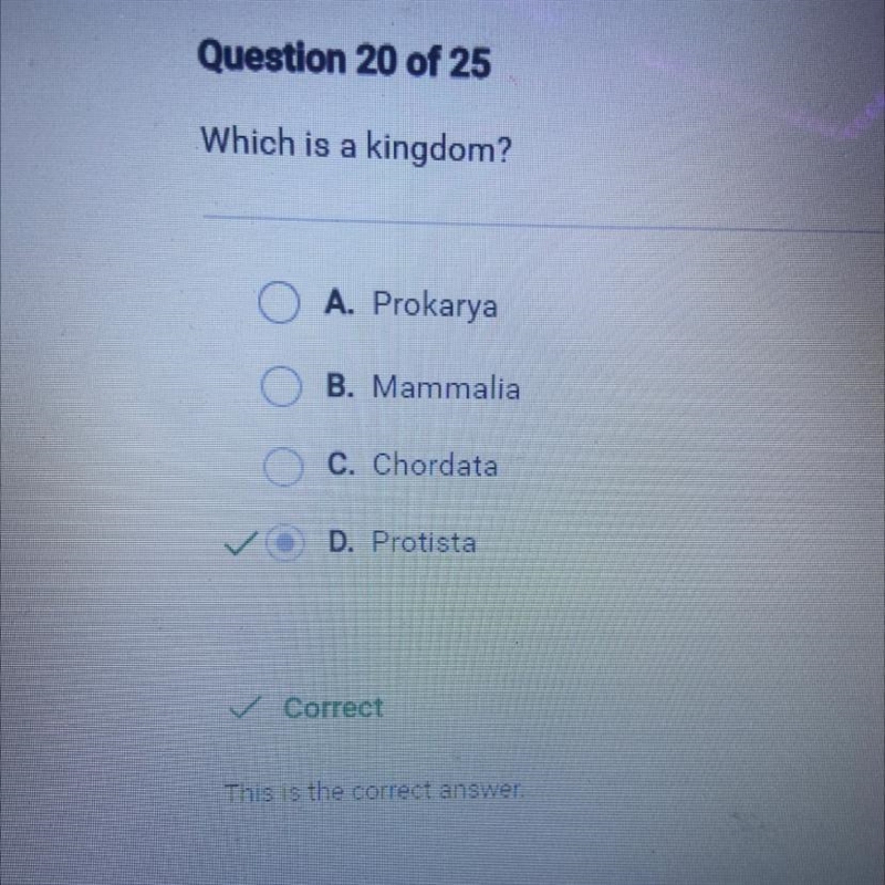 Which is a kingdom? The correct answer is Protista-example-1