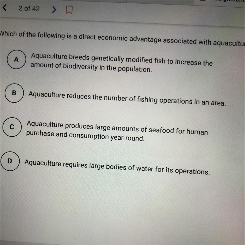 Which of the following is a direct economic advantage associated with aquaculture-example-1