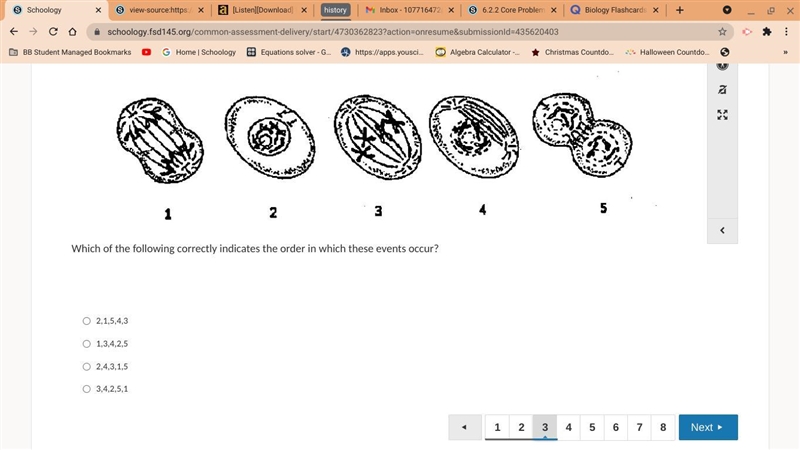 Which of the following correctly indicates the order in which these events occur?-example-1