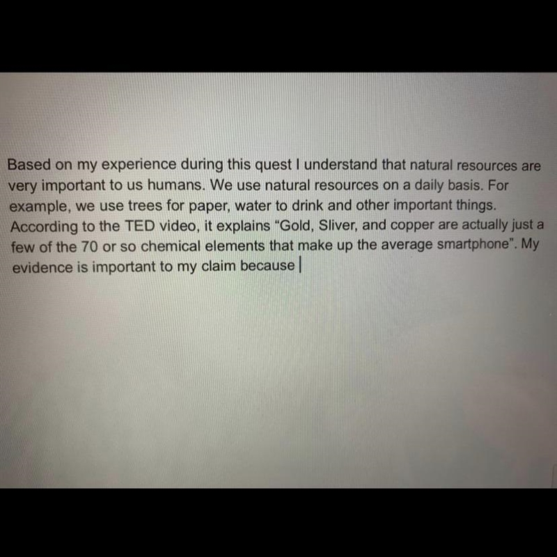 I need help explaining why my evidence supports my claim (picture above) “My evidence-example-1