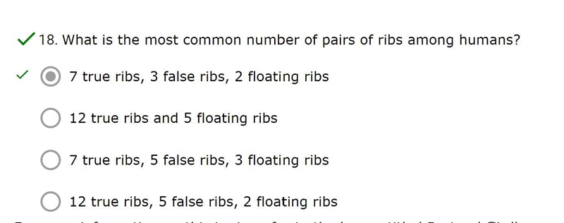 What is the most common number of pairs of ribs among humans?-example-1