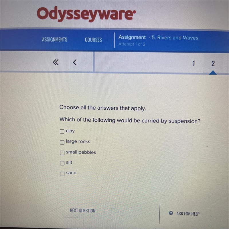 Choose all the answers that apply. Which of the following would be carried by suspension-example-1