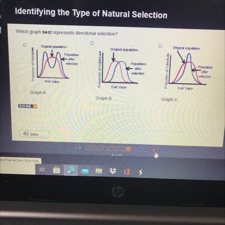 Which graph best represents directional selection?-example-1