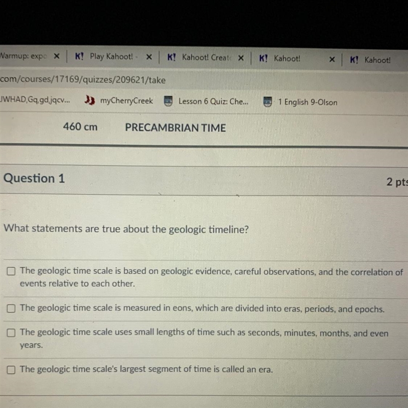 What statement are true about the geologic timeline-example-1