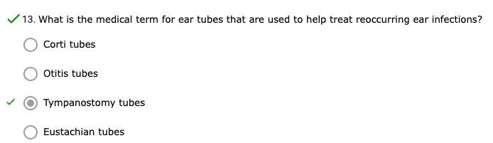 What is the medical term for ear tubes that are used to help treat reoccurring ear-example-1