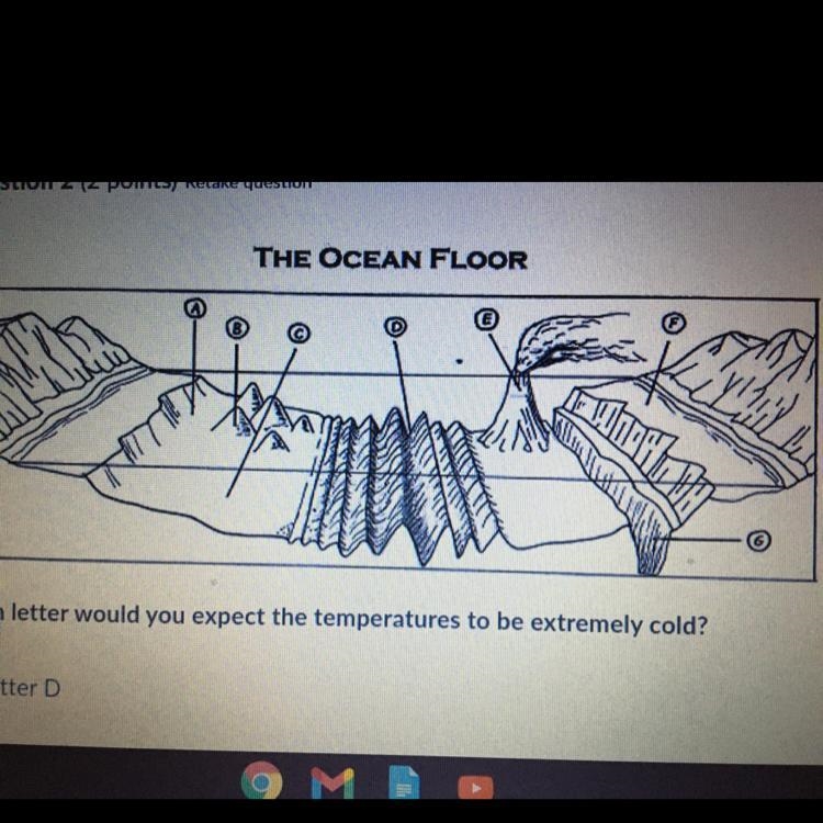 Which letter would you expect the temperature to be extremely cold? Letter D Letter-example-1