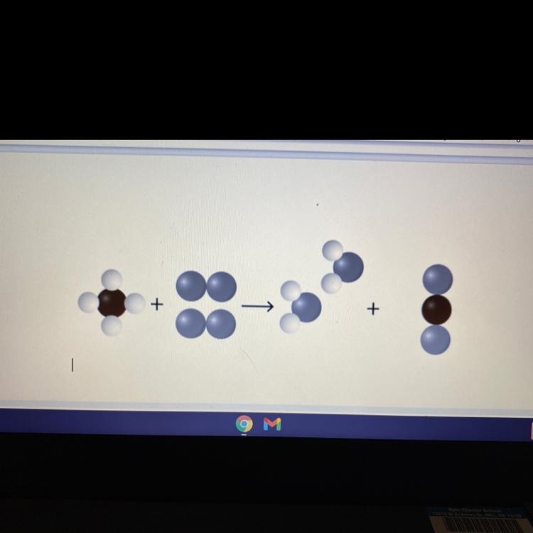 A. Write a balanced equation for the model of a chemical reaction shown below. (The-example-1