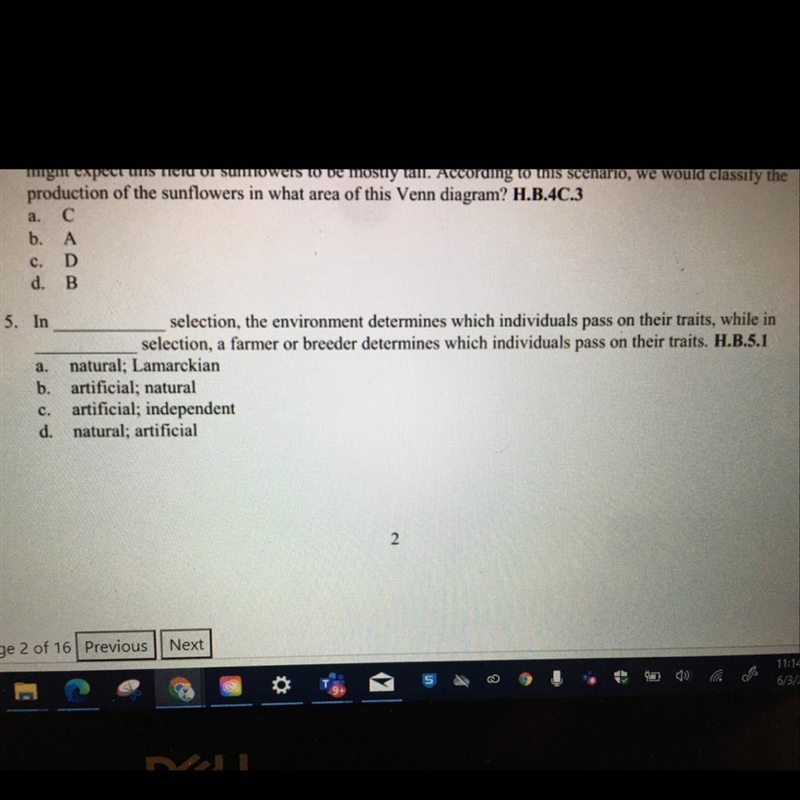 Help please!!! In_____ selection, the environment determines which individuals pass-example-1