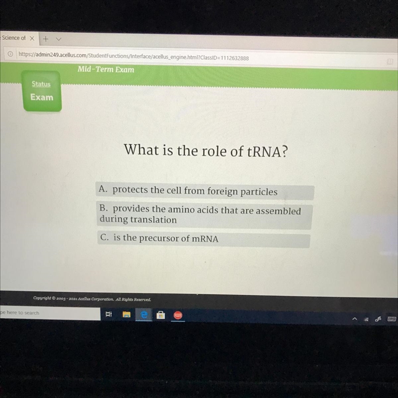 What is the role of trna-example-1