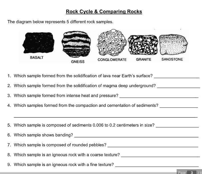 Which sample formed from the solidification of lava near Earth's surface-example-1