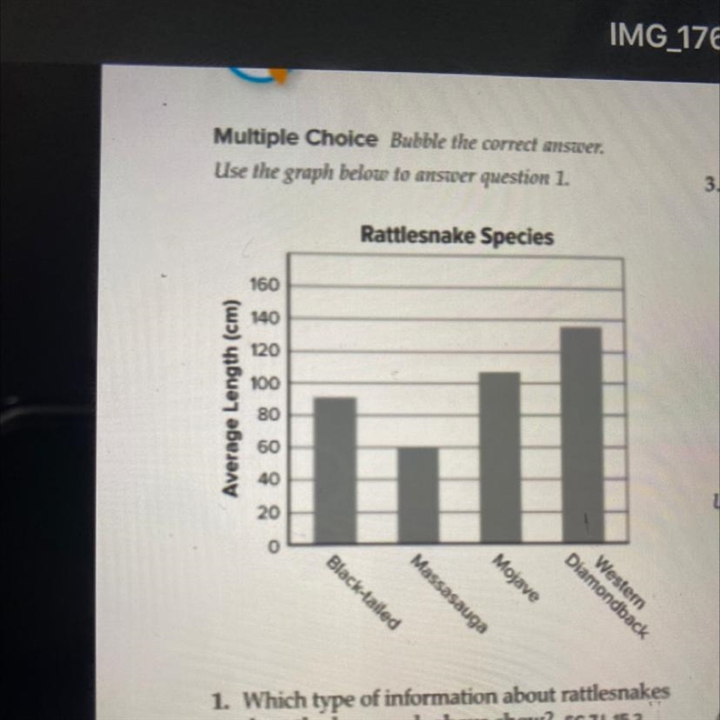 1. Which type of information about rattlesnakes does the bar graph above show? SC-example-1