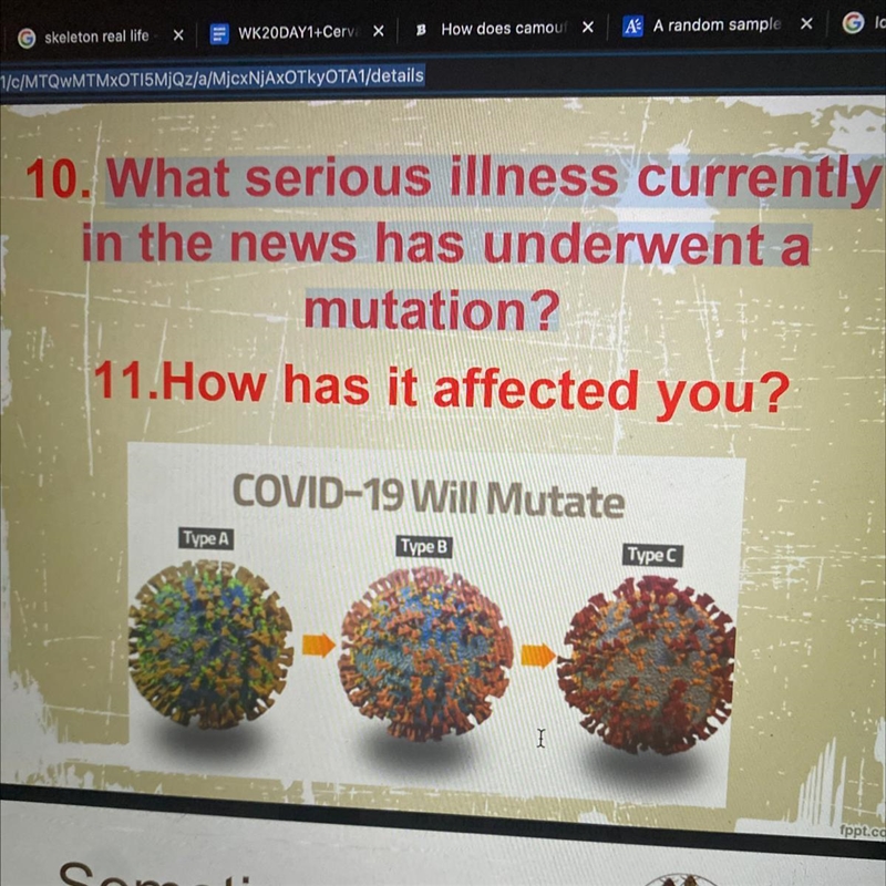 What serious illness currently in the news has underwent a mutation?-example-1