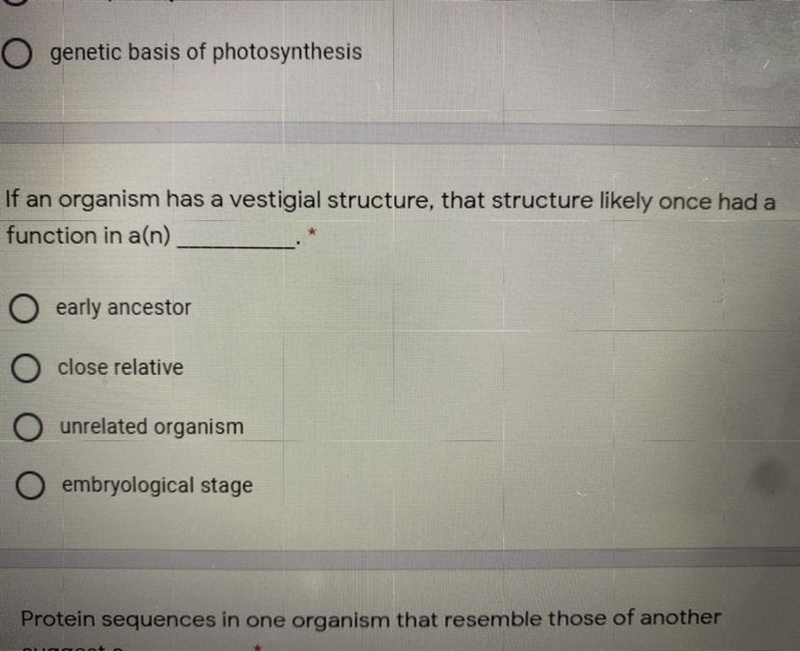 If an organism has a vestigial structures that structure likely once had a function-example-1