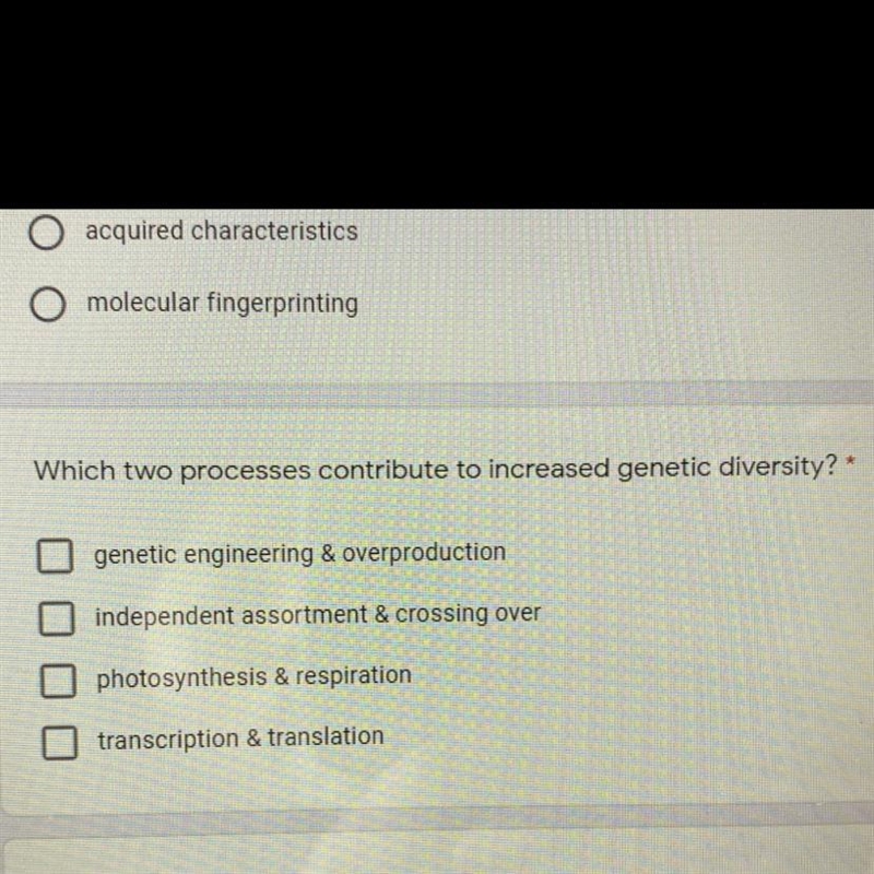 Which tube processes contribute to increase genetic diversity?? please helpp me-example-1