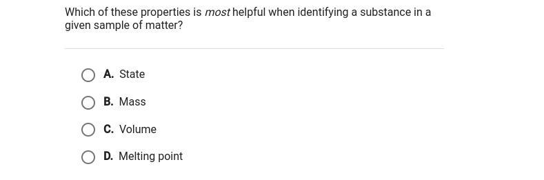 which of these properties is most helpful whe identifiying a substance in a given-example-1