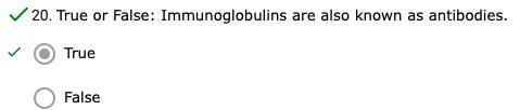 Immunoglobulins are also known as antibodies. *True or False-example-1