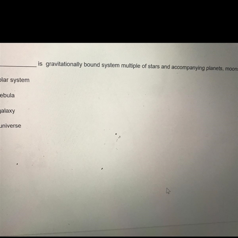 A gravitationally bound system multiple of stars and accompanying planets, moons, etc-example-1