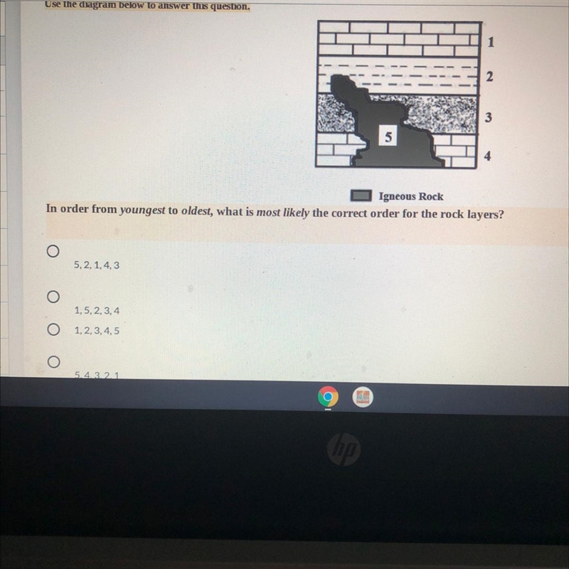 In order from youngest to oldest, what is most likely the correct order for the rock-example-1