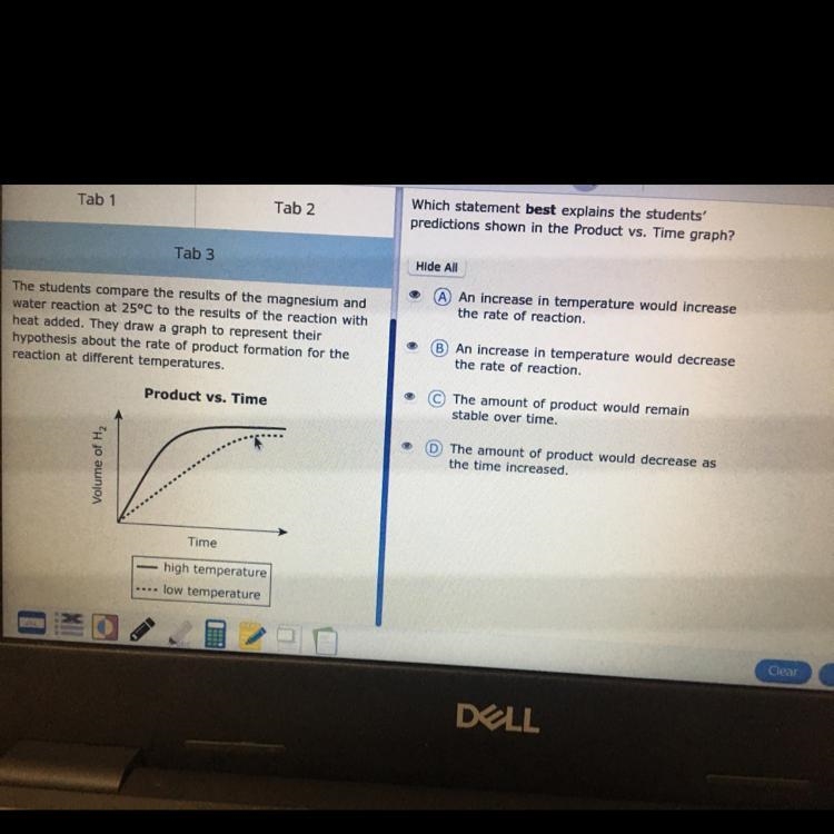 Which statement best explains the students' predictions shown in the Product vs. Time-example-1